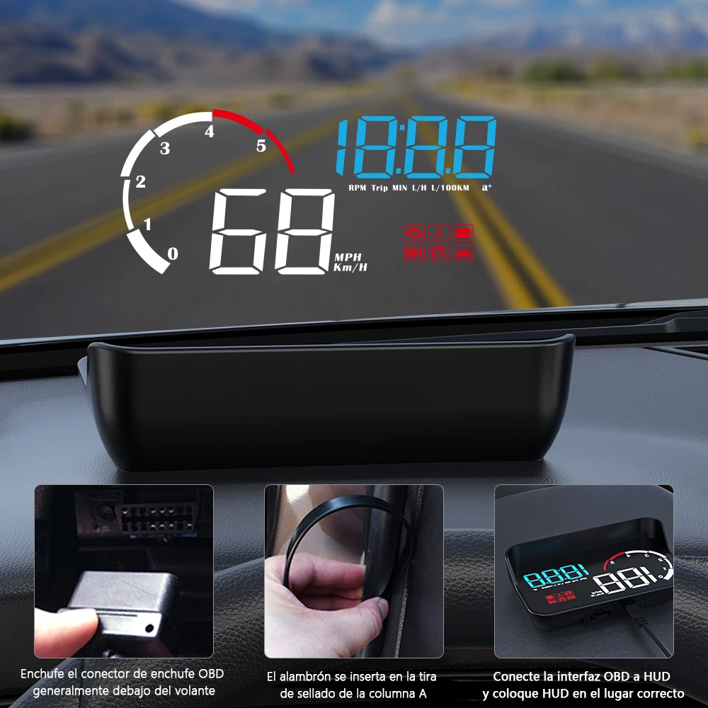 wiiyii m10 obd2 auto car hud onboard computer kmh mph head up dislay speedometer windshield projection on car glass free global shipping