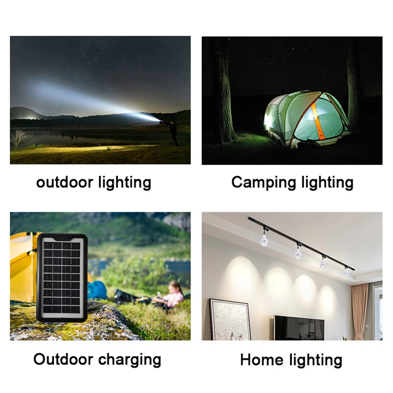 solar led camping light solar panel system rechargeable portable lanterns bulb outdoor fishing tent lamp emergency phone charger free global shipping