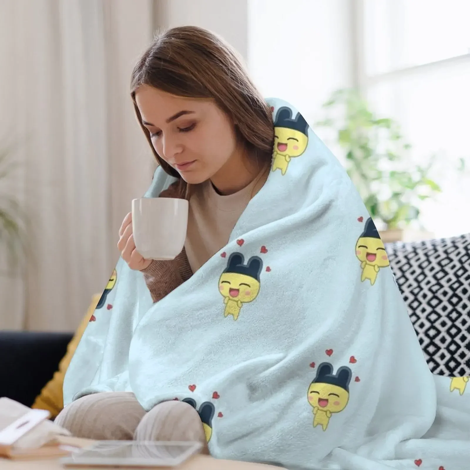 Фото Одеяло Mametchi tamagotchi, пушистые мягкие клетчатые одеяла для кровати, одеяла №3