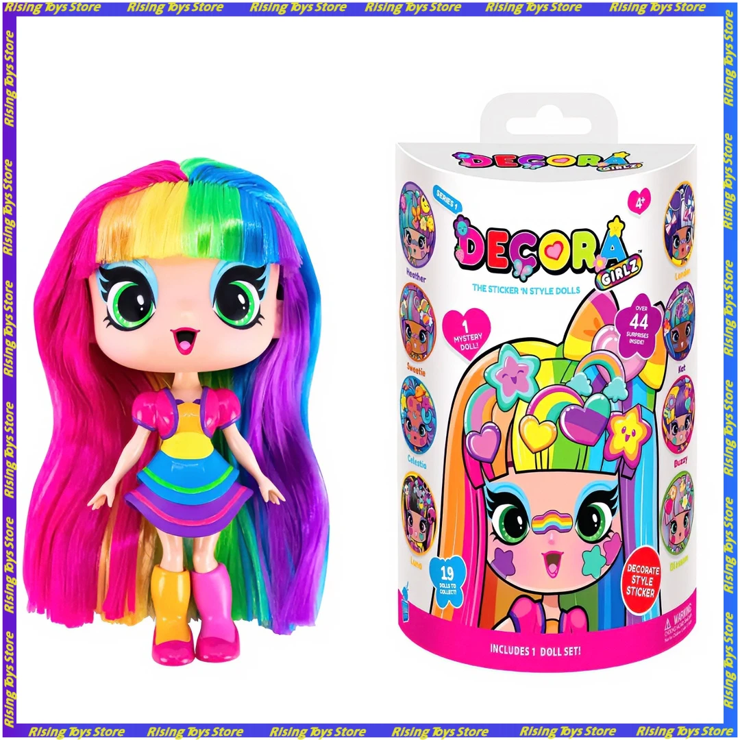 Фото Кукла Decora Girlz Rainbow Hair со стикерами и аксессуарами, модная игрушка-сюрприз в коробке, милая и стильная коллекционная игрушка для девочек на праздники №2