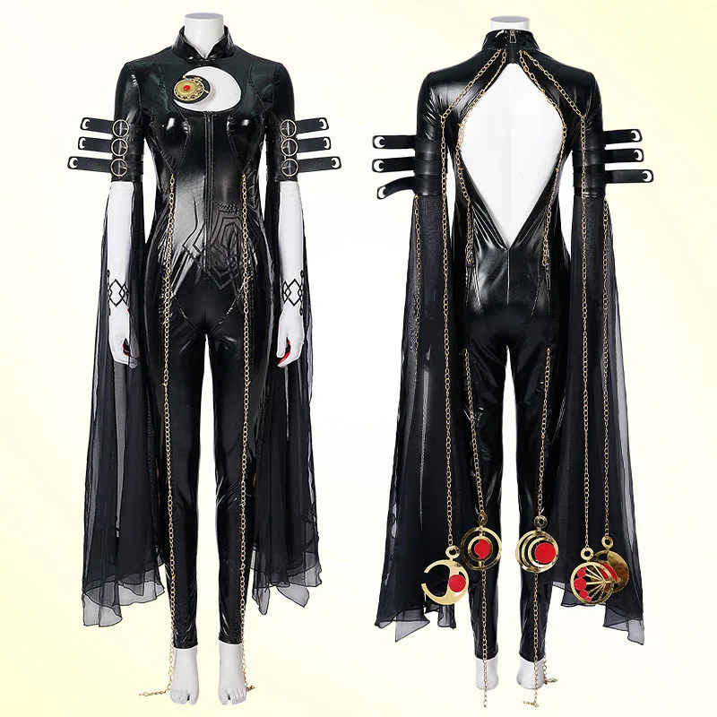 Костюм для косплея Game Bayonetta парик черный комбинезон из искусственной кожи
