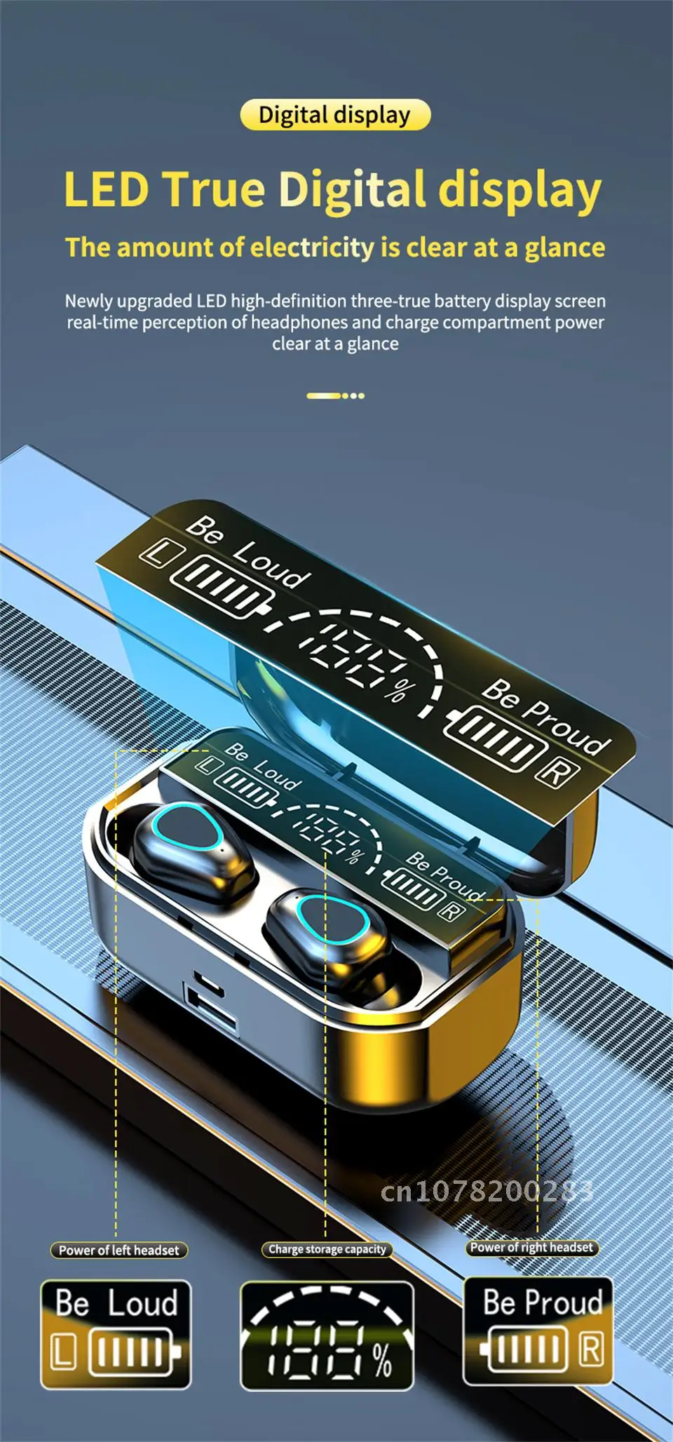 Bluetooth-наушники TWS с зарядным футляром 3500 мА ч 9D стерео водонепроницаемые