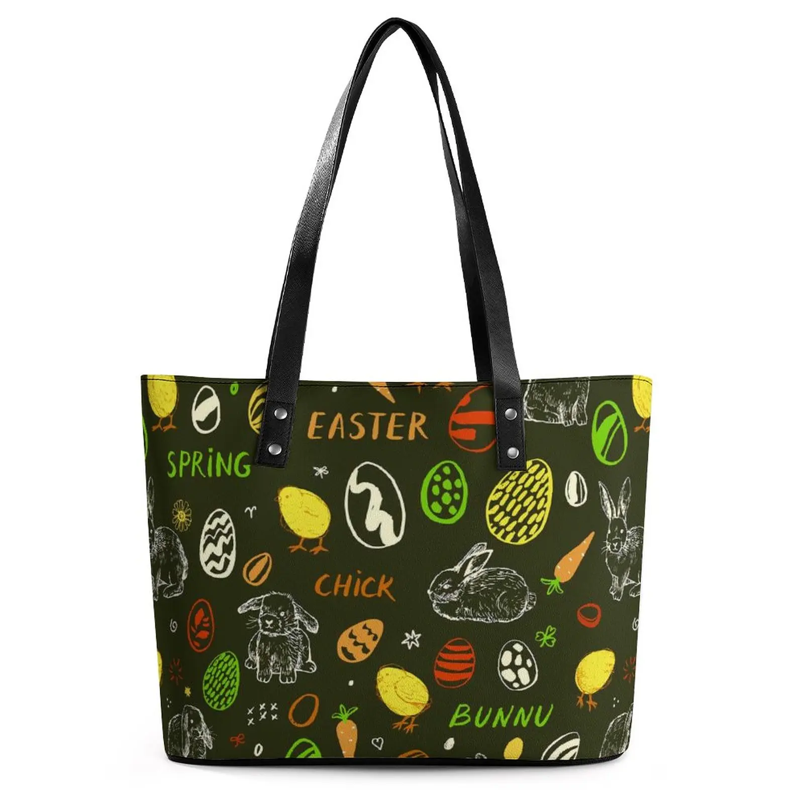 

Сумка с пасхальным яйцом и курицей, Весенний Деловой тоут с кроликом, Женская эстетичная Сумочка на плечо, ручной чемоданчик из искусственн...