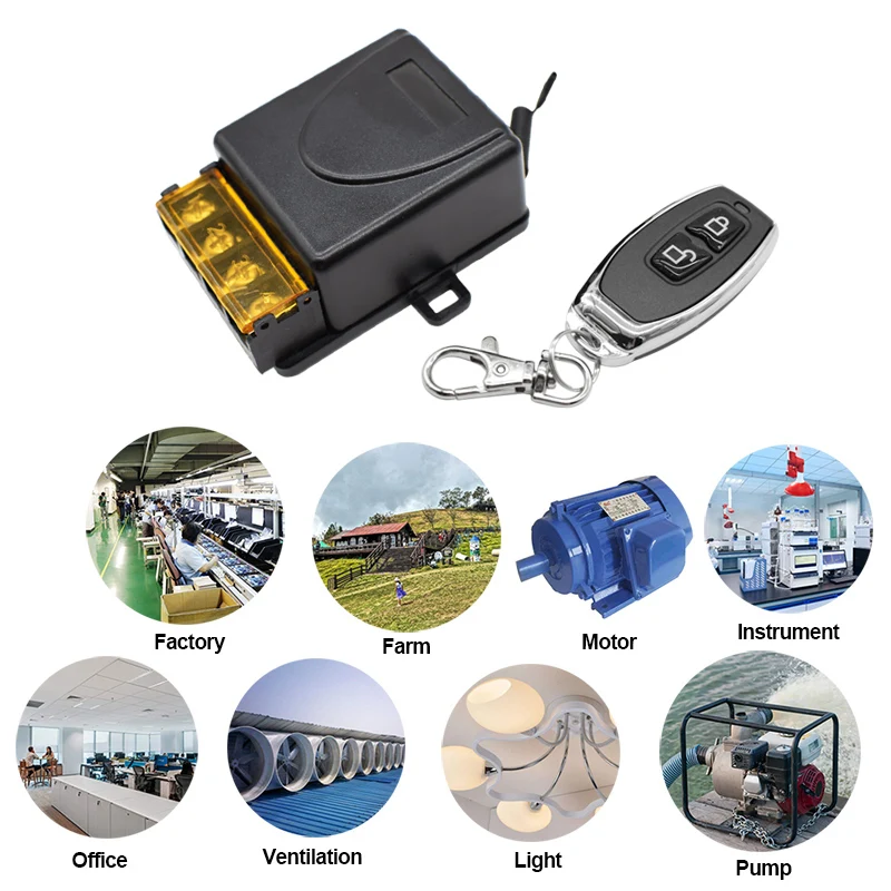 

DC 12V 24V Universal Relay Receiver Module AC 220V 1CH 30A RF Remote Control Receiver Switch For Water Pump Motor Ventilation