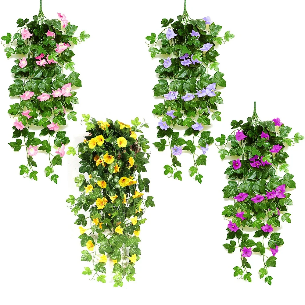 

2023 New 4Pcs 4-Color Combination Fake Flowers Rattan Artificial Flowers Decorative Flowers Wall Decoration Wall Hanging Flowers