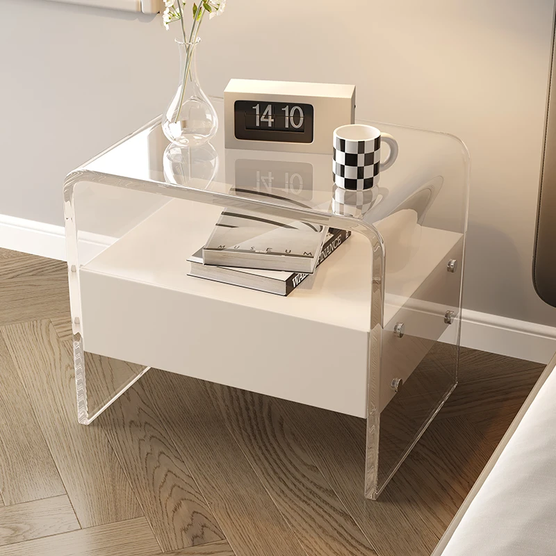 

Acrylic Luxury Modern Nightstand Minimalist Bedroom Small Bedside Table Floating Bedside Cabinet Storage Cabinet Furniture WKNS