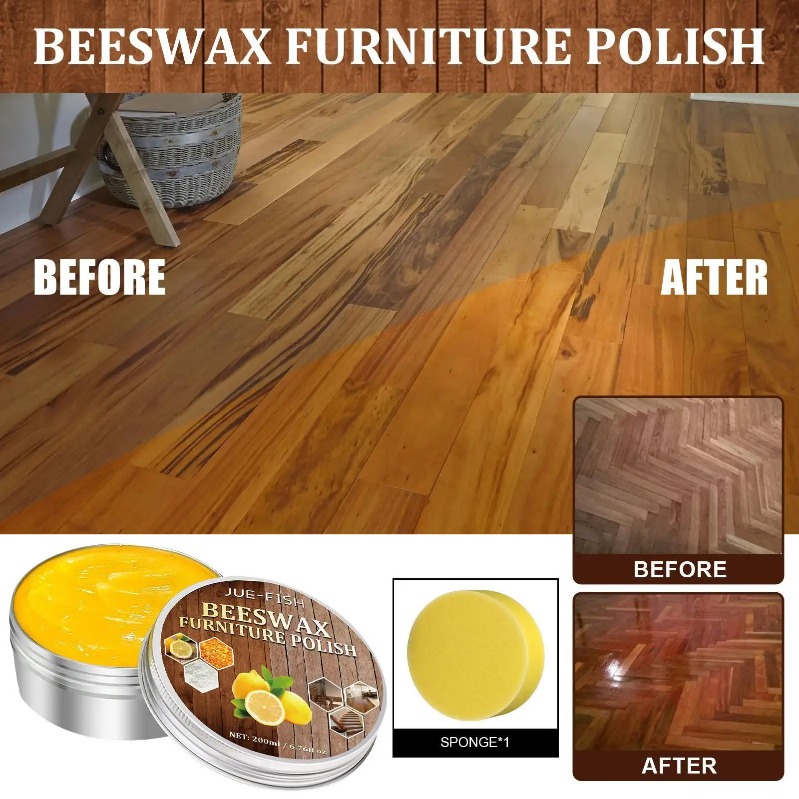 

200ml Wood Care Wax Solid Wood Furniture Polishing Seasoning Beeswax Polisher Waterproof Furniture Care Maintenance Beeswax