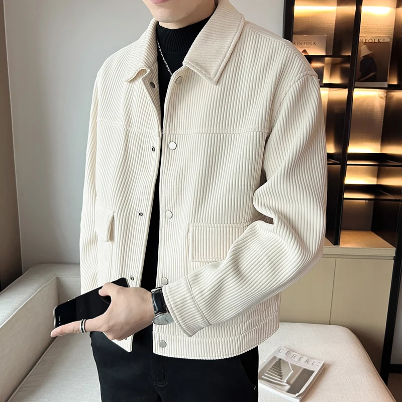 

Men's stripe jacket short fashion slim men's lapel top spring and autumn