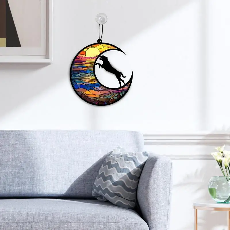 Витражная стеклянная подвеска в форме собаки Ловец Солнца Луны памятное