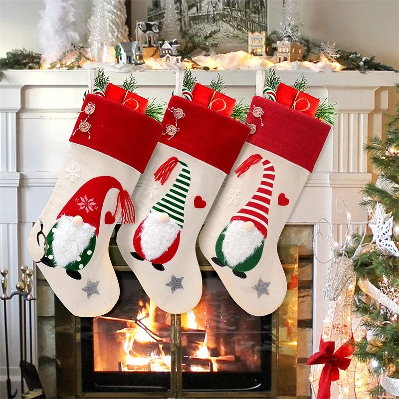 

Christmas Stocking Sack Xmas Gift Candy Bag Noel Christmas Decorations for Home Sock Christmas Tree Decor 2022 Adornos DeNavidad