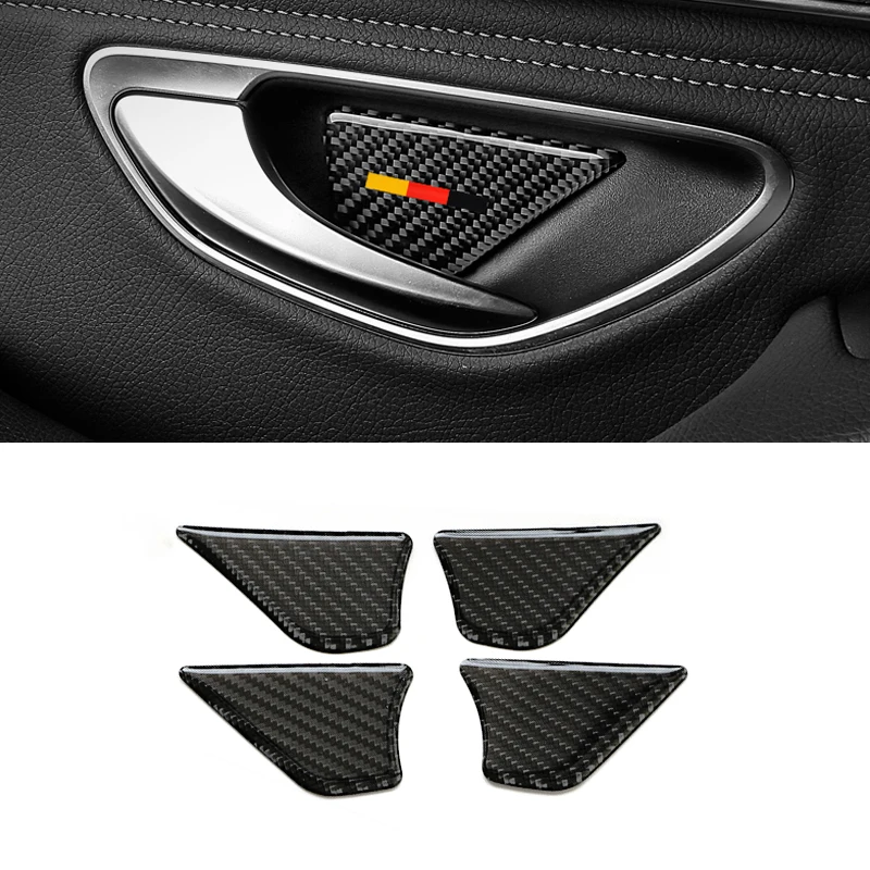 

4pcs Car Styling Real Carbon Fiber Door Handle Bowl Cover Decor Trim For Mercedes Benz C Class W205 C180 C200 C300