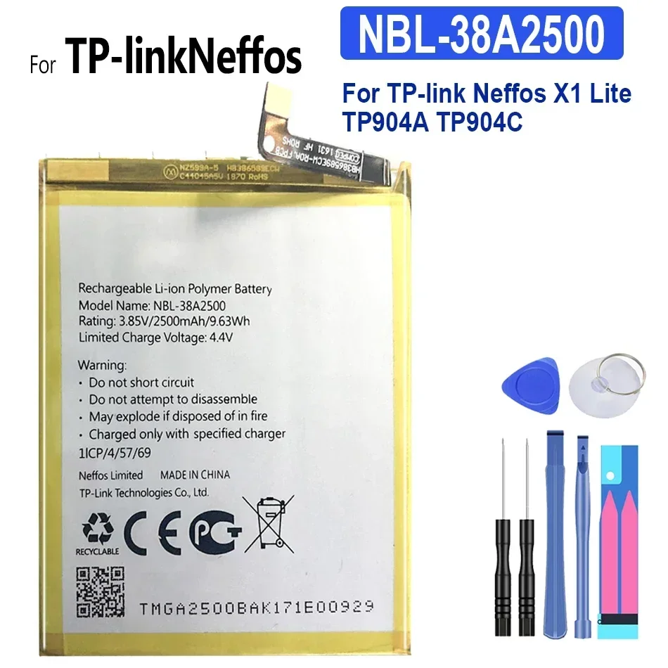 Перезаряжаемые аккумуляторы для мобильных телефонов NBL-38A2500 2500 мАч TP-link Neffos X1 Lite