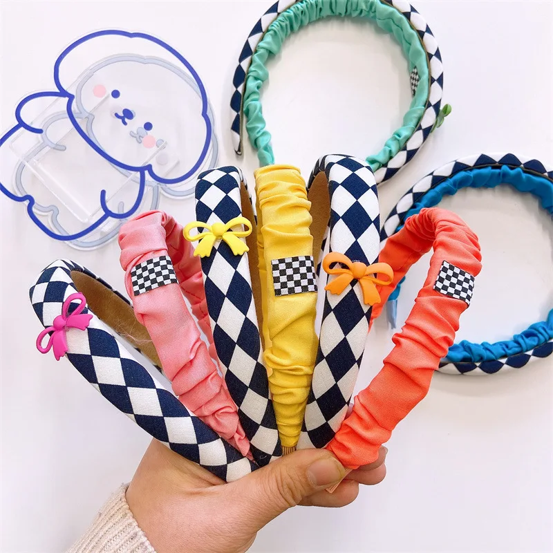 

2 Piece/set Fashion Plaid Headbands For Girls Hair Accessories Korean Style Hair Bands Daily Face Cleaning Hair Wear Headdress