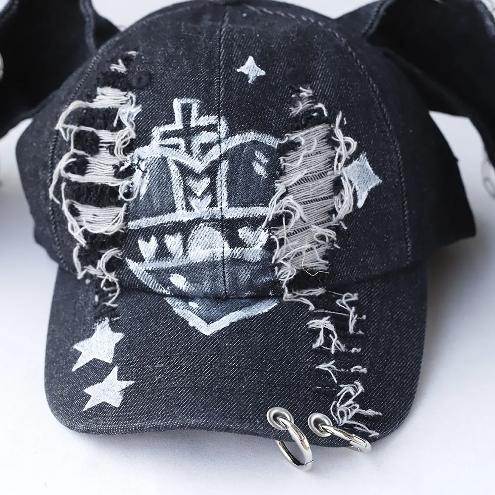 Девушка новые джинсы y2k длинные кроличьи уши ковбойская бейсболка кепка с