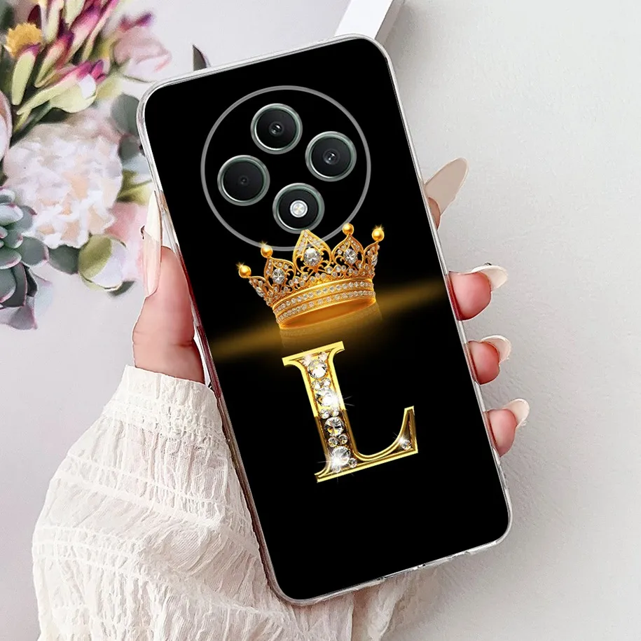 For OPPO Reno12 F 2024 Case CPH2637 Cover Fashion Crown Letters Soft Silicone Transparent FS Reno12F Funda