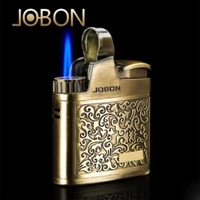 jobon metal creative blue flame lighter windproof butane gas lighter small portable fashion pattern mens gift
