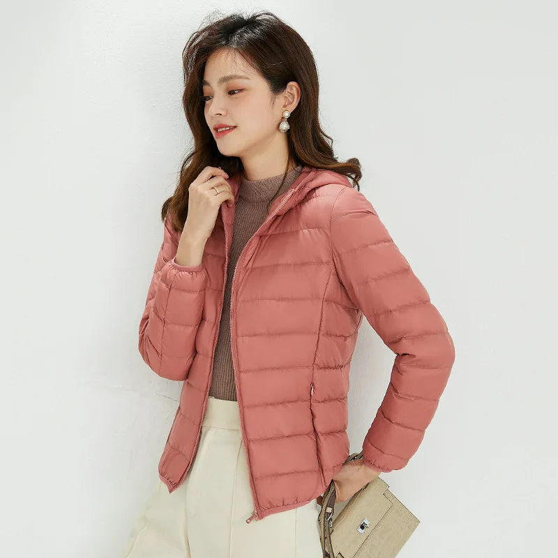 

Women Coat Winter 2022 New Light and Thin Down Jacket Female White Duck Down Fashion Coats Short Hooded Jackets Chaqueta Cjk125