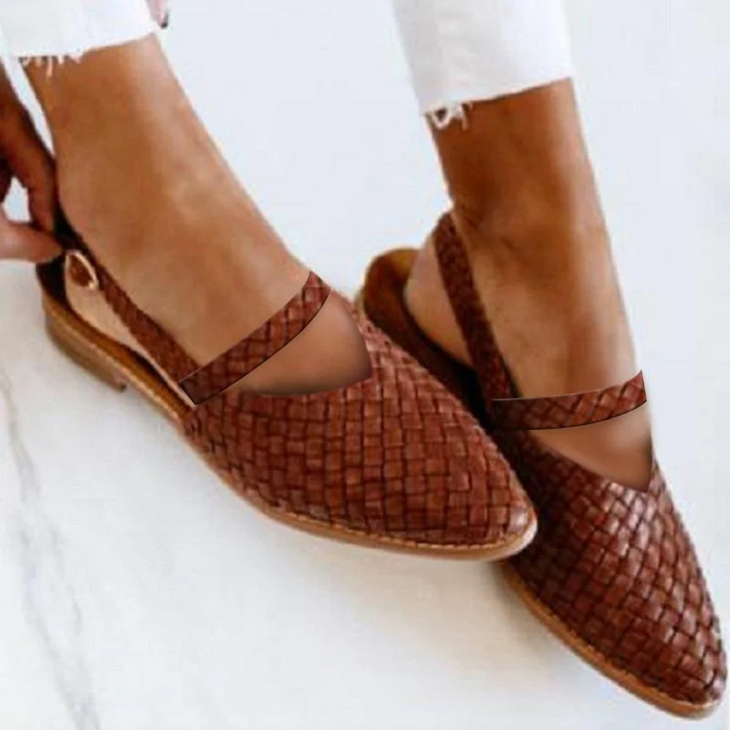 2023 Summer Flat Women Shoes Pointed Muller Shoes Shoes Low Heels Back Strap Loafers Shallow Mouth Buckle Casual Female Shoes