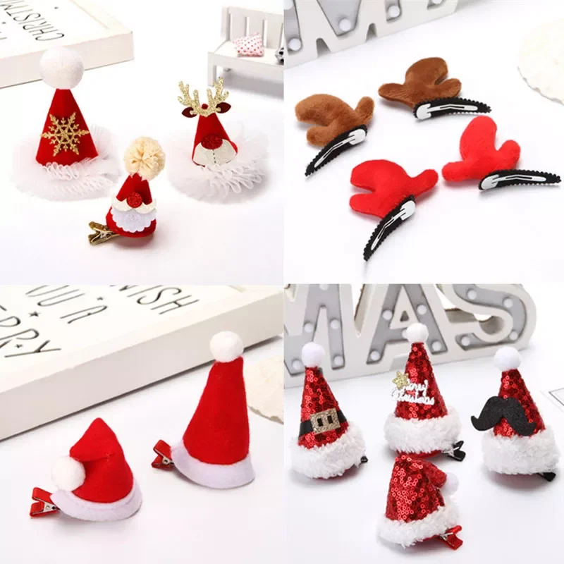

Christmas adult children hair clip Santa Claus antler hairpin clip Christmas hat gift cute hair clip Accessories
