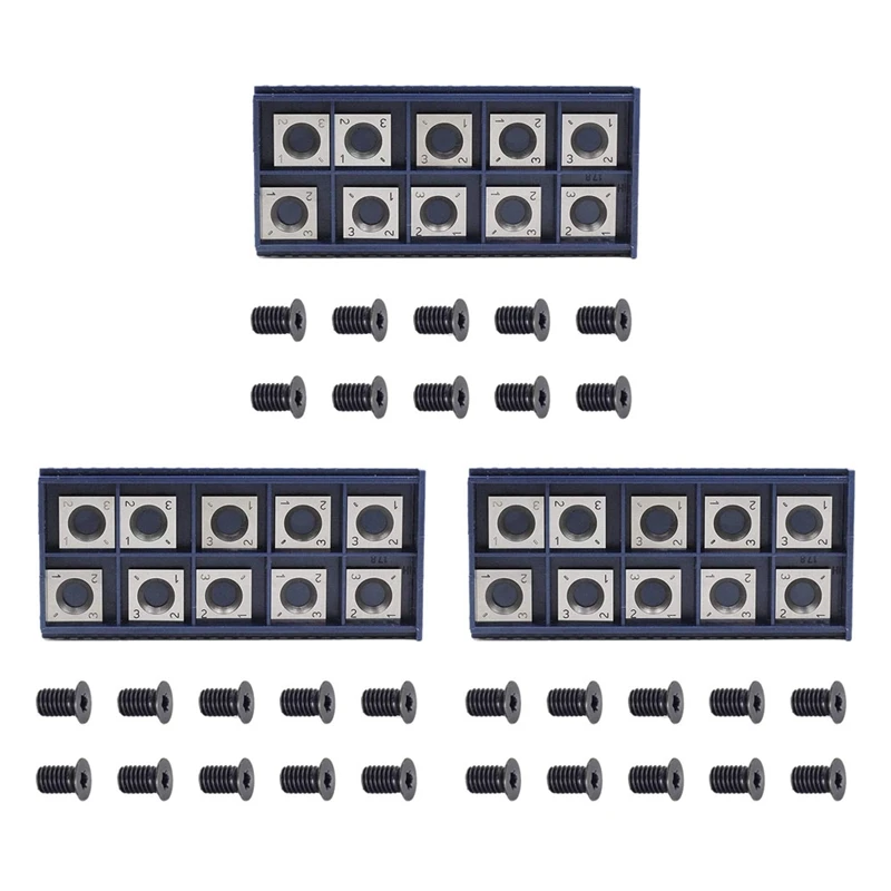 

30Pcs 14Mm Square Straight Carbide Cutter Insert With 10Pcs M610mm Screws For Wood Working Spiral