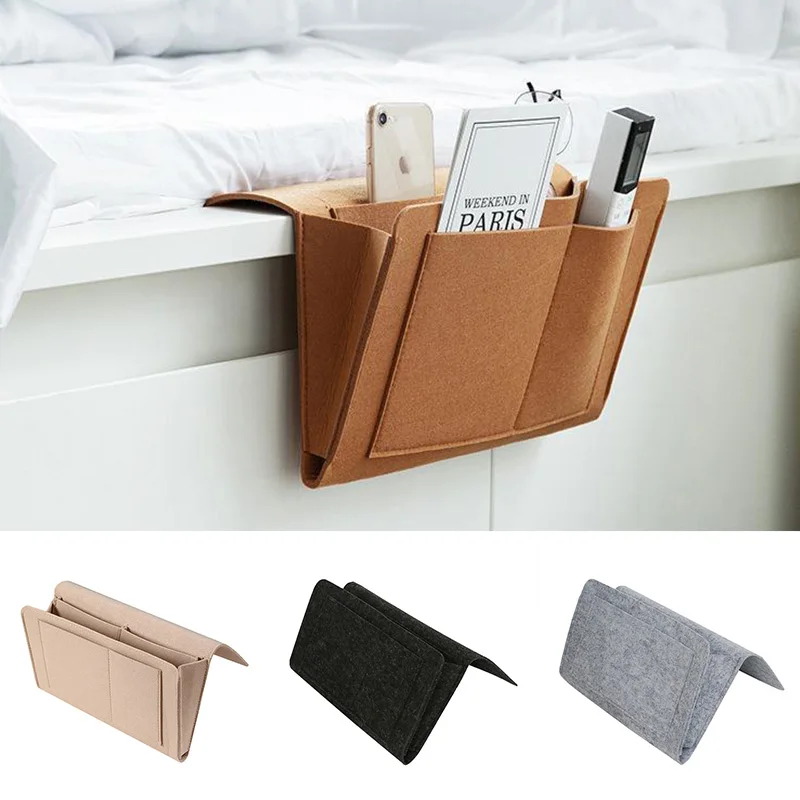 

Felt Bedside Storage Bag Bedside Hanging Pockets for Phone Tv Remote Control Book Bedside Organizer Holder Couch Sofa Side Pouch