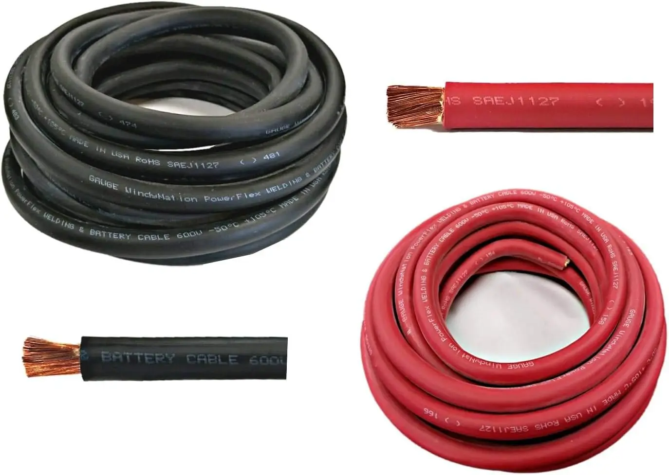 

4/0 Gauge 10 Feet Black 10 Feet Red 4/0 AWG Flexible Welding Copper Cable Wire - The USA - Car, Inverter, RV, Solar