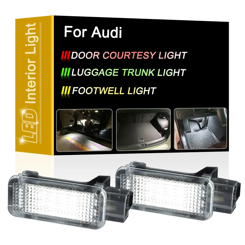 

LED Interior Lamp For Audi A2 A3 A4 S4 RS4 A5 A6 RS6 A8 Q5 Q7 TT R8 White Door Courtesy Luggage Trunk Footwell Light Assembly