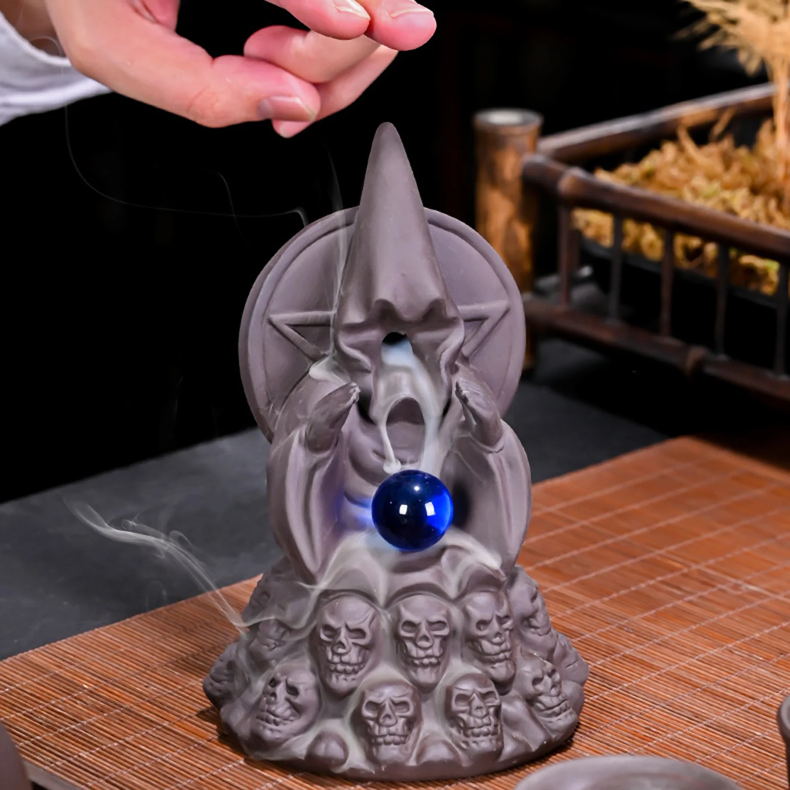 

Skull Incense Burner Stress And Anxiety Relief Backflow Incense Holder Handmade Ceramic Incense Holder For Aromatherapy Yoga Med