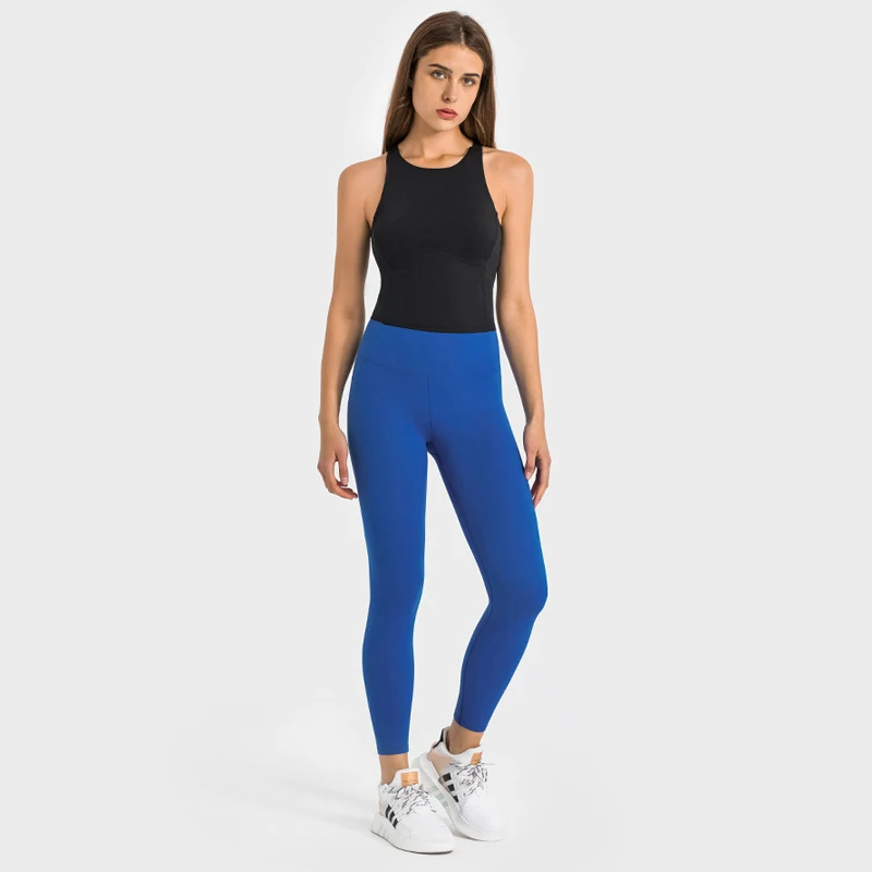 Lulu Woman Naked Tank Top Gym Yoga Fitness Crop Top Sports Bra Workout Vest Brasier Female Modeling Strap Backless Sports Bra