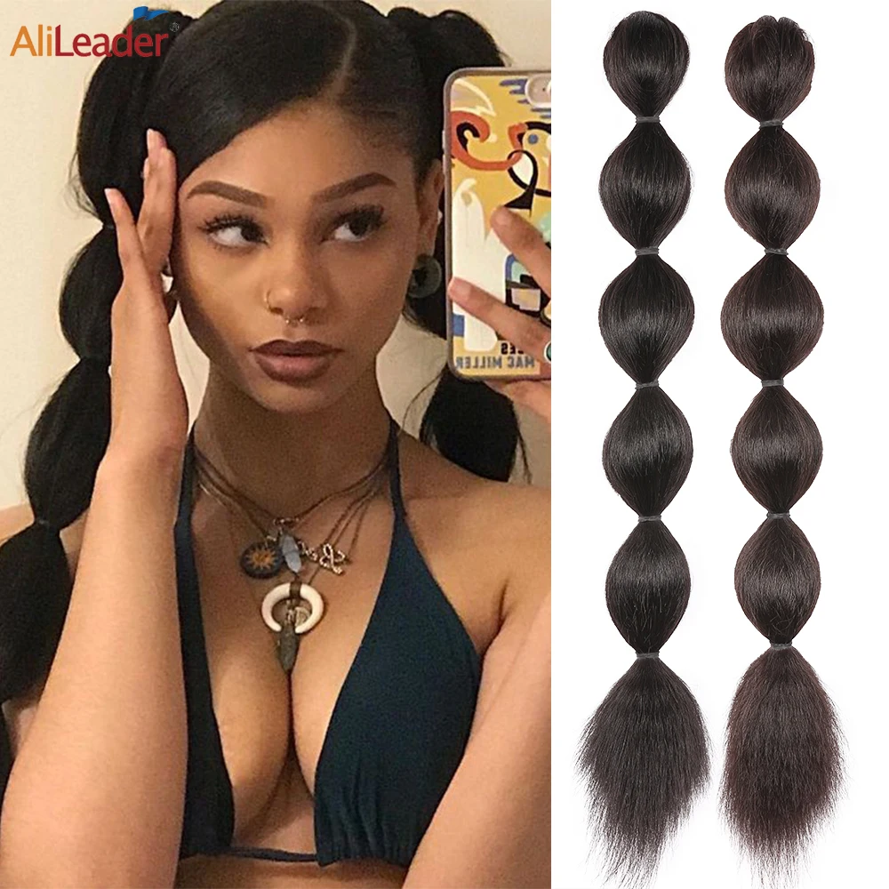 

Synthetic Ponytail Extensions Bubble Clip-on Hair Piece False Tail For Women Kinky Straight Drawstring Ponytail 22" Hair Tails