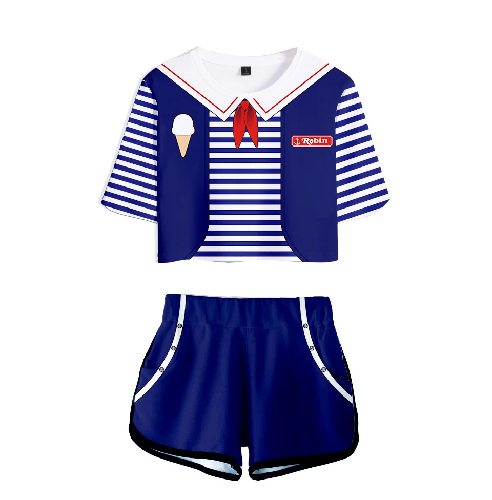 

3DFashion Stranger Things 3D Printed Women Two Piece Set Casual Summer Crop Top+Shorts 2021 Hot Sale Trendy Streetwear Clothes
