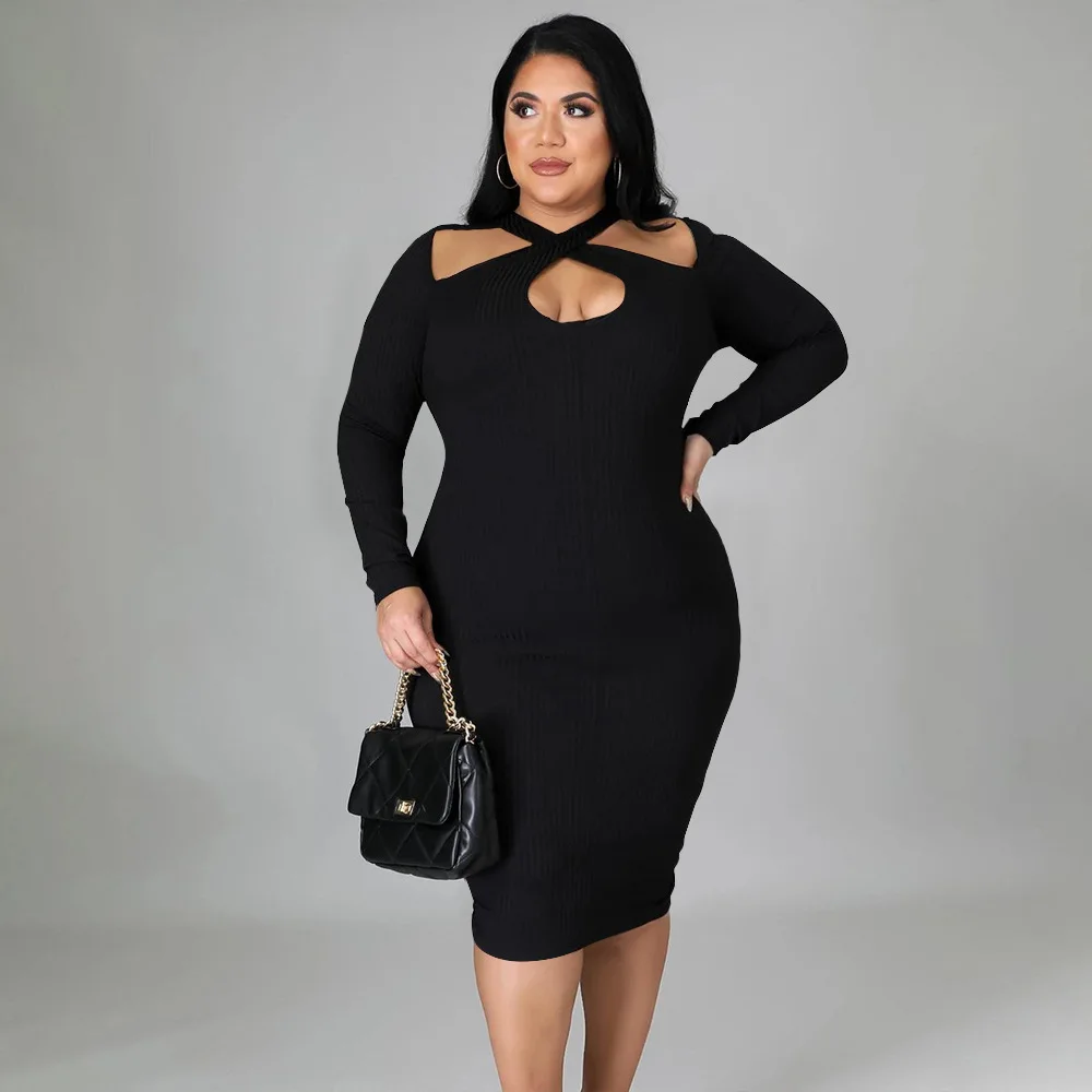 

Women's Dress Sexy Temperament Small Pit Strip Solid Color Dress With Long Sleeves Spring New Fashion 2022 Female Clothing