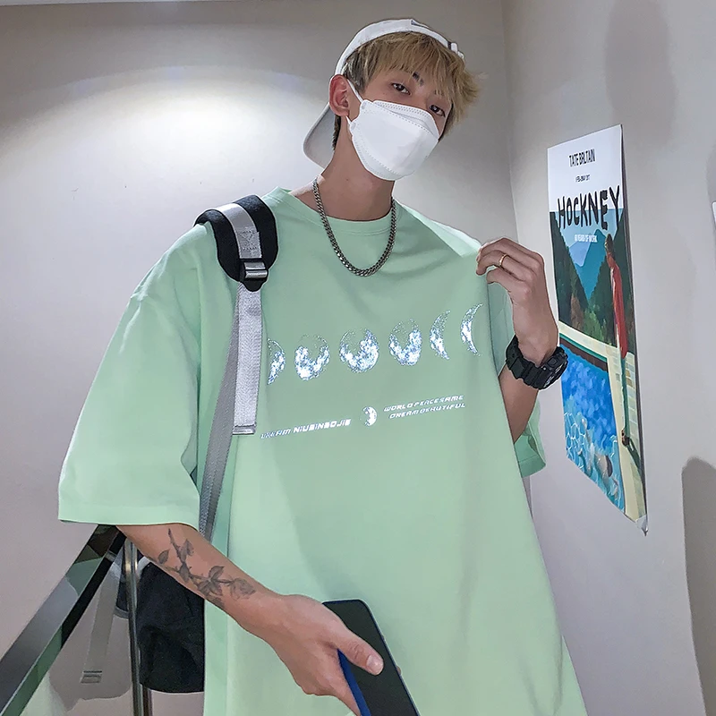 

Уличная одежда EOENKKY/Harajuku, Мужская футболка с узором, лето 2022, футболка оверсайз, свободная винтажная Повседневная футболка для пары