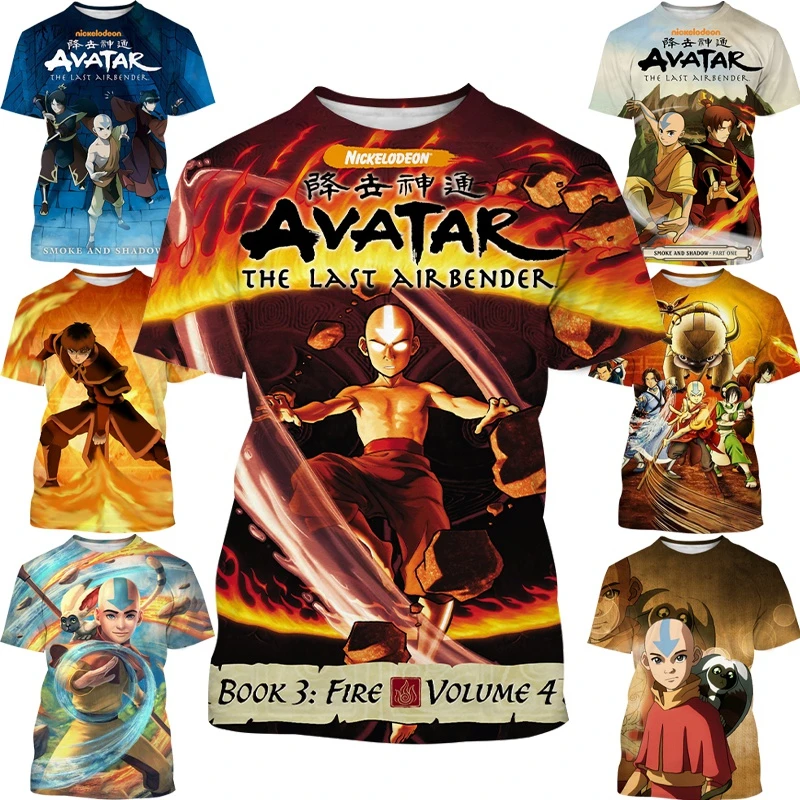

New Fashion Anime The Last Airbender 3D Printing T-shirt Casual Summer Fashion Cartoon Round Neck Short-sleeved Kids Tops Tshirt