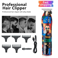 professional barber hair clipper rechargeable graffiti electric finish cutting machine beard trimmer shaver cordless