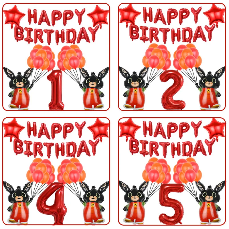 

Cartoon Bing Rabbit Balloon One Year Old Balloon Set Black Rabbit Children's Birthday Party Decoration Balloon Toy Gift