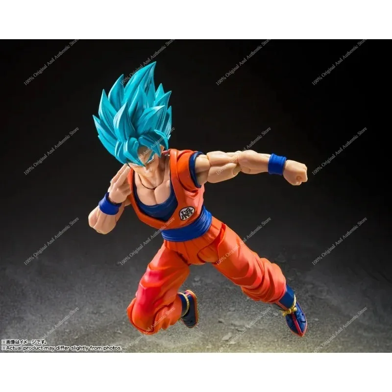 Фото В наличии 100% оригинальная фигурка Bandai SHFiguarts Dragon Ball Z Super Saiyan Blue Goku, коллекционная аниме-фигурка, украшение для рабочего стола, подарок. №5