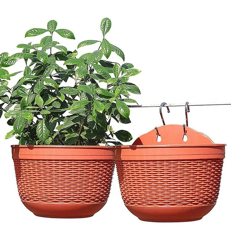 

Flower Pots Set Of 2,Plastic Hanging Planters Outdoor For Garden Fence Patio Home Ornaments Wall Flower Holders