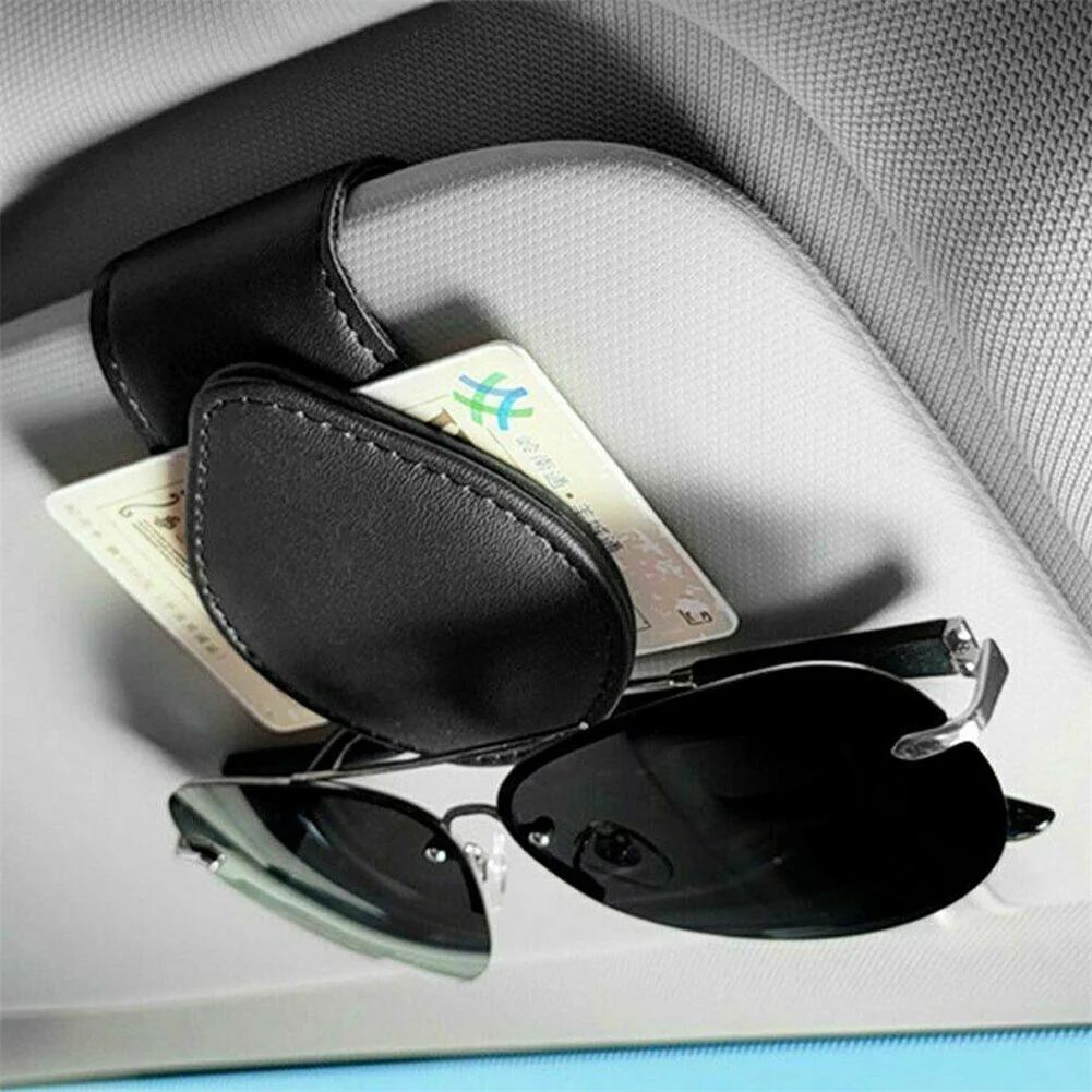 

Car Leather Sunglasses Clip Sun Visor Mount Fastener Ticket Glasses Holder Multifunction Portable Clip Auto Interior Accessories