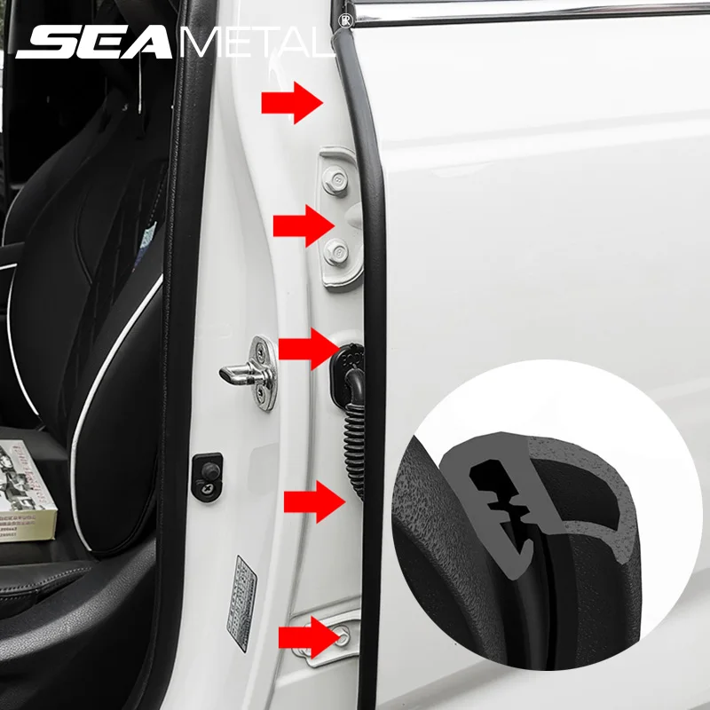 2m Car Door Edge Weatherstrip Thicken Rubber B-Pillar Sealing Strip Auto Sealant Strip Universal for All Vehicle Car Accessories