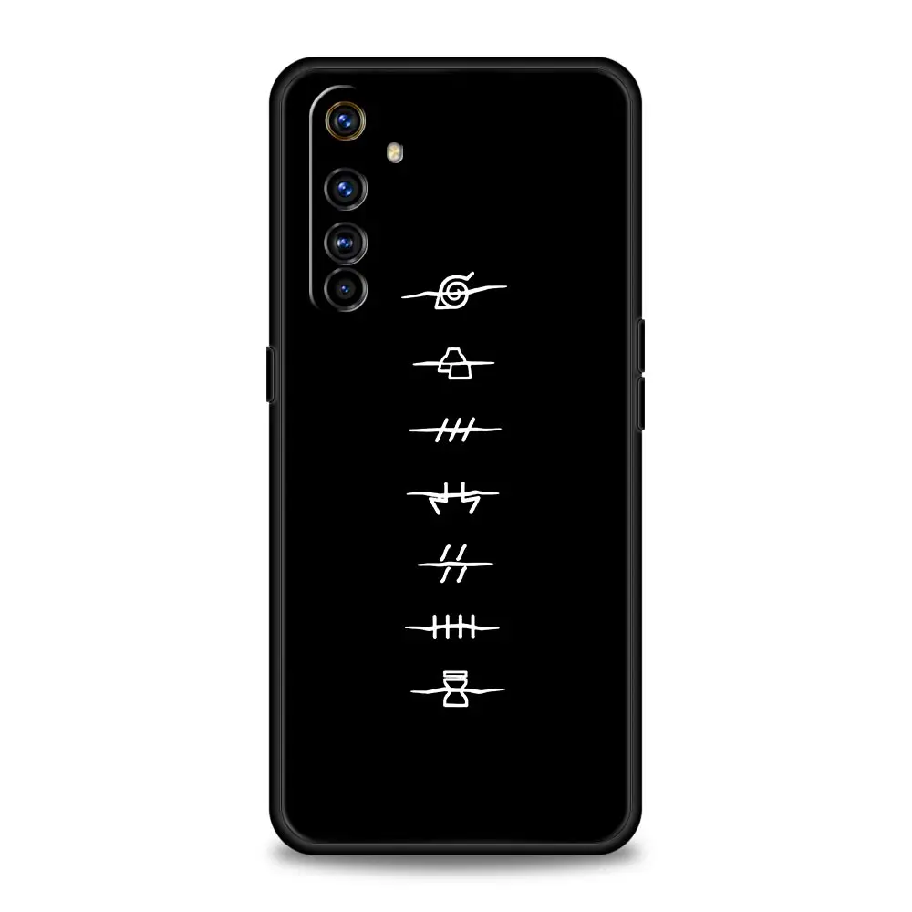 naruto akatsuki uchiha logo phone case for realme 8 7 6 gt2 pro c3 c21 8i 9i c11 c25 9 5g for oppo a54 a53 a16 soft black cover free global shipping