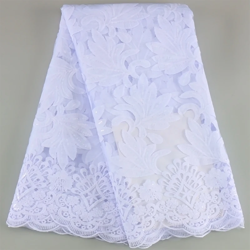 Современное африканское молочное шелковое кружево с вышивкой блестками модное