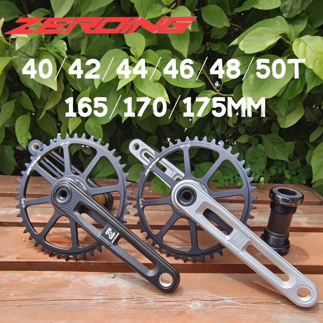ZEROING Road Bike Crankset Folding Bicycle Integrated Fire Crank 165/170/175mm 11/12 Speed GXP Chainring 40/42/44/46/48T GRAVEL