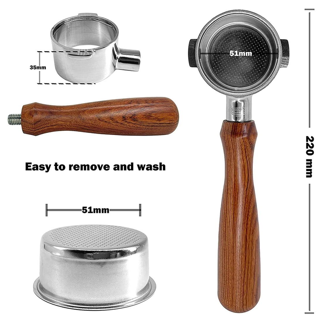 Портативный фильтр для кофе без дна 51 мм