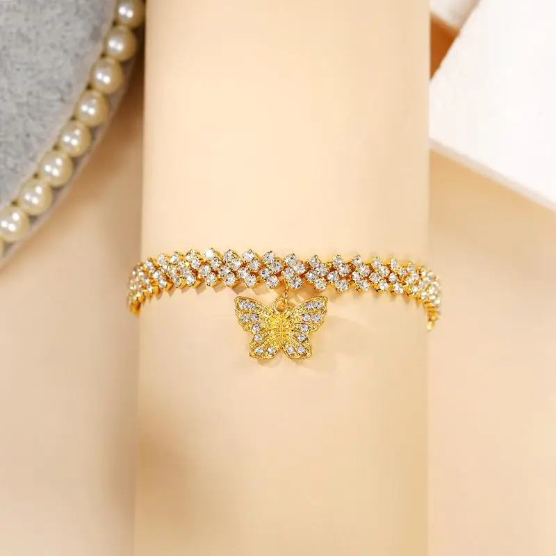 1 шт. Блестящий декоративный браслет на лодыжку в виде бабочки женские модные