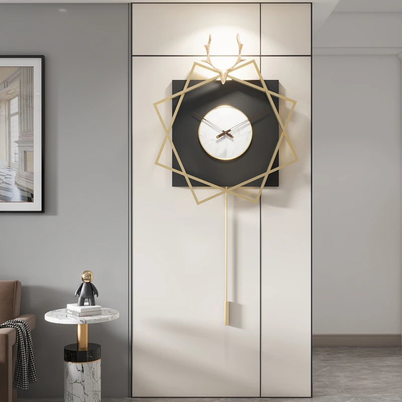 

Silent Movement Thin Wall Clock Gold Color Teen Deer Pendulum Simple Wall Clock Round luxury Wand Uhr Kitchen Decoration TY140YH