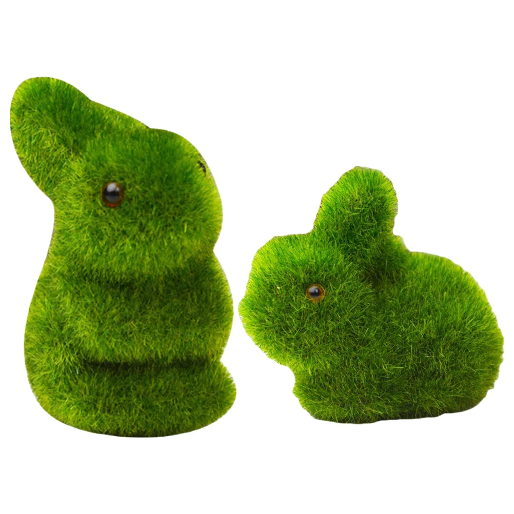 

2Pcs Lawn Easter Rabbit Adornments Decorative Bunny Crafts Desktop Animals Models