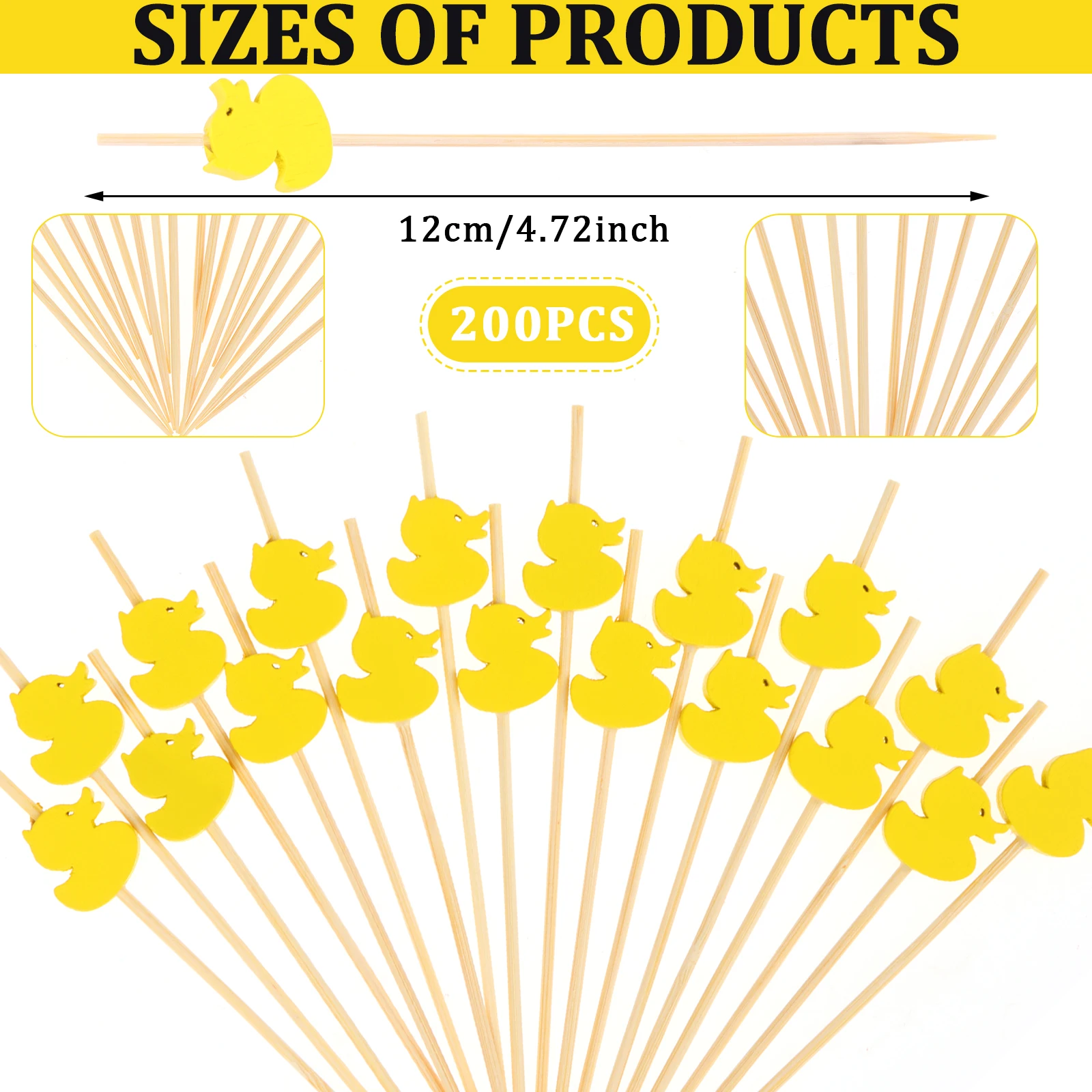 

200PCS Disposable Yellow Duck Cocktail Picks