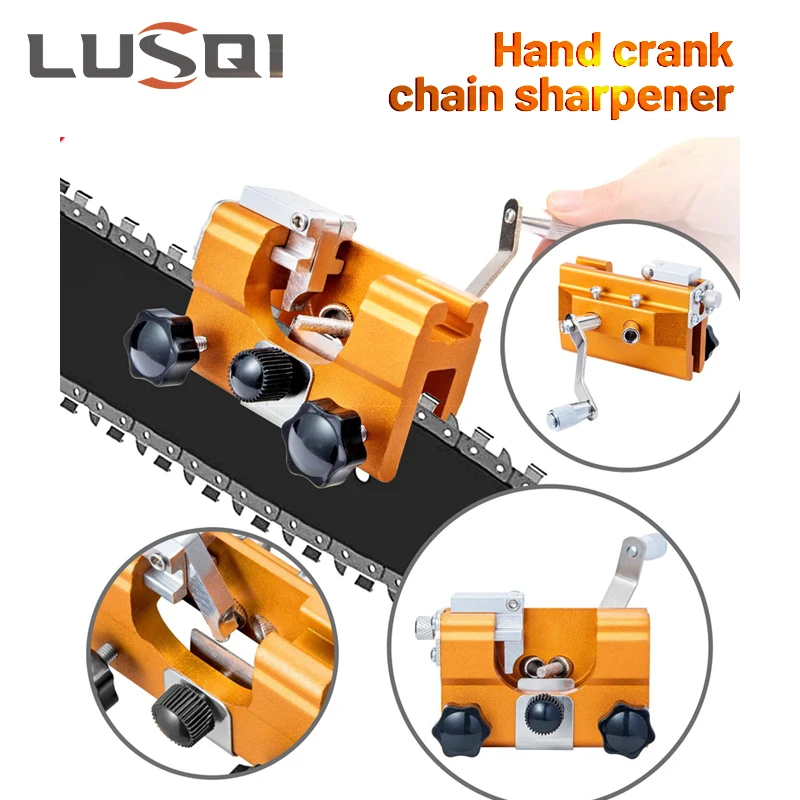 LUSQI Hand Crank Chain Sharpener Portable Household Chainsaw Sharpening Suitable With Grinding Rod For All Kinds of Chain Saws