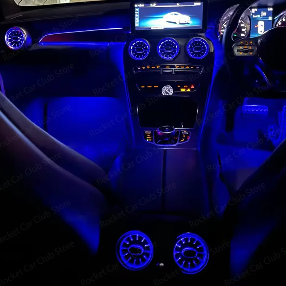 Фото 64-цветное окружающее освещение для Mercedes Benz W205 GLC Coupe C43 C63s Автомобильная светодиодная турбина Вентиляционные отверстия Крышка динамика Декоративная лампа Аксессуар №4